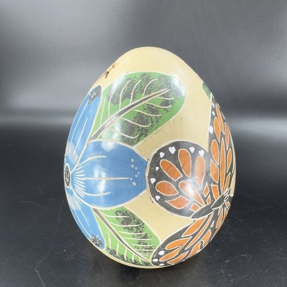 Hand Crafted Pottery Luminary Tea Light Holder Norman Calero Flower Butterfly - Picture 16 of 16